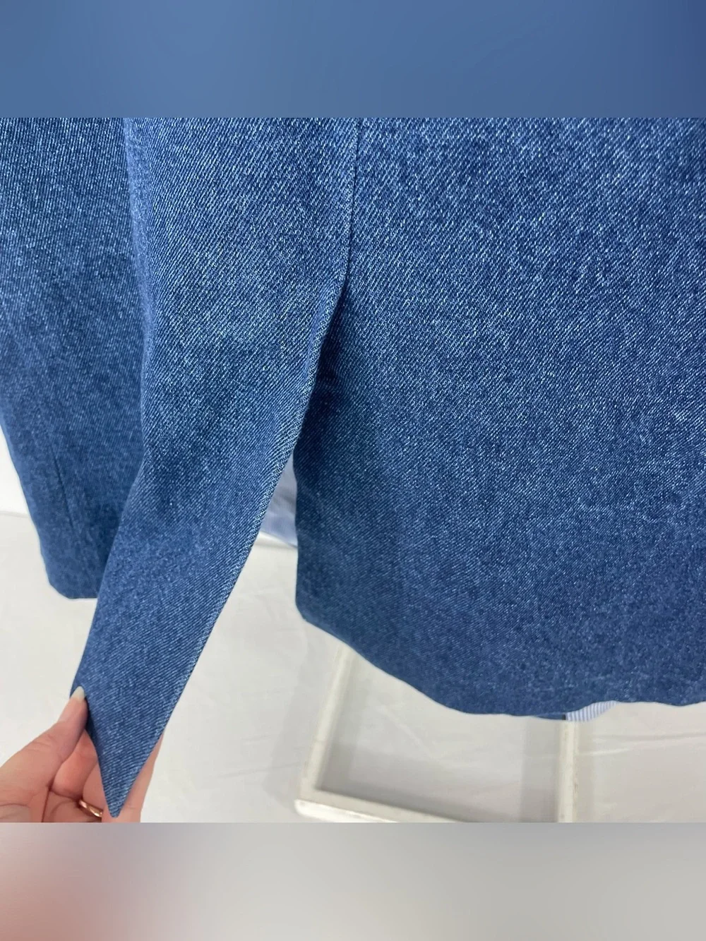 Norm Thompson 46R Blue Cotton Denim Blazer Sport Coat Casual